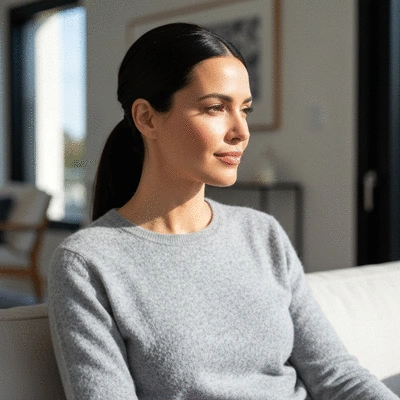Diverse group of women in a support group meeting, smiling, engaged, and supportive