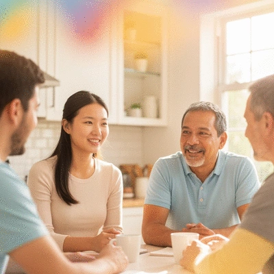 Support group session with women talking